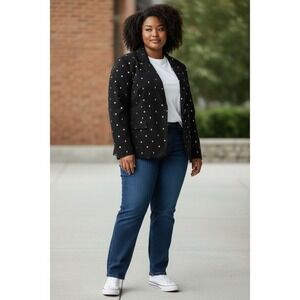 ModCloth Women's 4XL Black Sun Moon Stars Print Embellished Blazer Formal Jacket